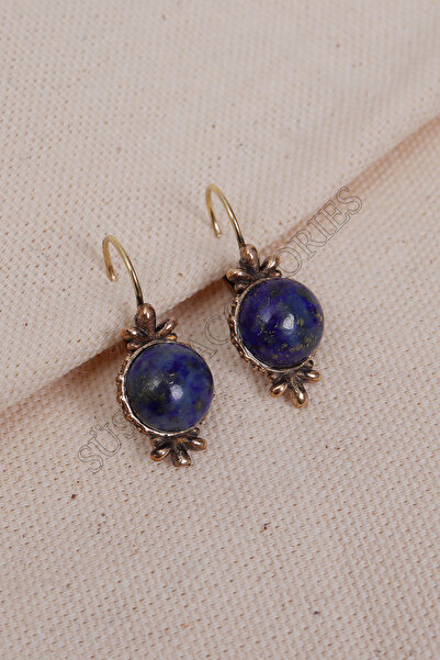 LA PERRY ACCESSORIES Lapis Taşlı Yuvarlak Taşlı Otantik Küpe