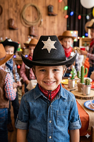 DODOMAR Καπέλο Σερίφη Μαύρο Μικρό Μέγεθος 56 εκ. Αξεσουάρ Πολυτελούς Στολής Κ...