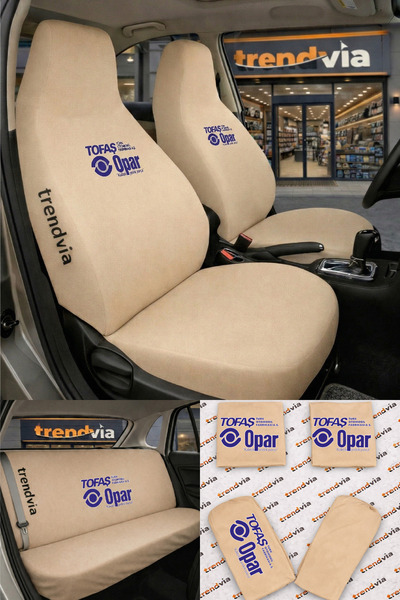 trivexa Opar Logo Car Seat Cover Front and Rear Set – Combed Cotton Lycra Uni...