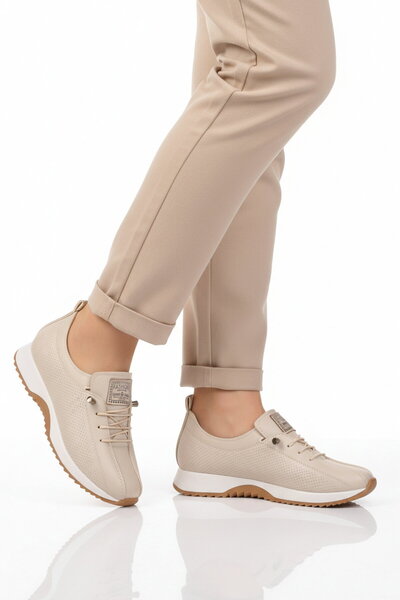 AYK'S Pantofi casual de damă, ușori, cu șireturi din cauciuc, bej 063 Z