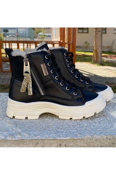 Conpax Κοριτσίστικες μαύρες μπότες με φερμουάρ, ανθεκτικές στη φθορά και άνετ...