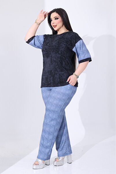 BONİTA FASHİON Plus Size Stone Printed Batik Pattern Cotton Fabric Tunic and ...