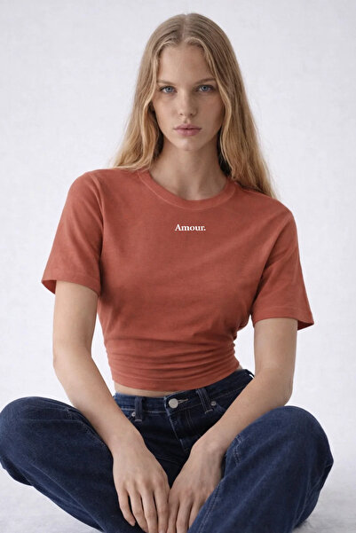 COMBİNE MİCHAİL Γυναικεία μπλούζα σε σκόνη με στάμπα Amour