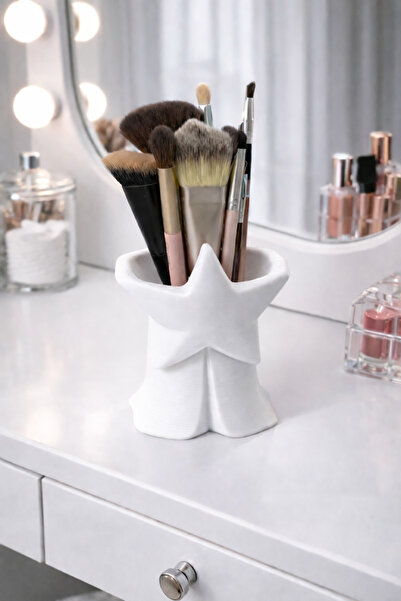 Vescarri Yıldız Makeup Brush Holder – Decorative Cosmetic Brush Organizer - 12cm