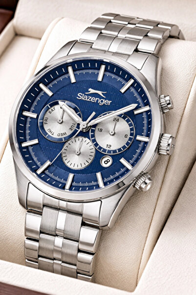 Slazenger Functional Steel Cord, Steel Case Men's Wristwatch Bracelet Gift Si...
