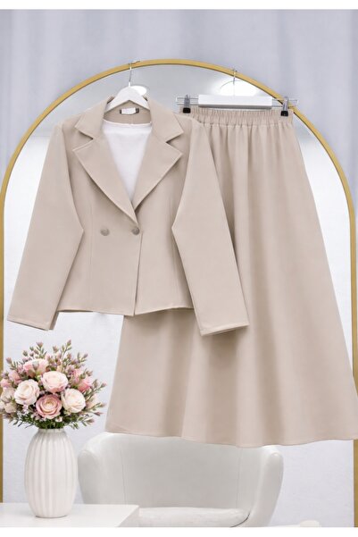 MODA VEDAT Γυναικείο Σετ Σακάκι με Λεπτομέρεια και Φούστα -0550