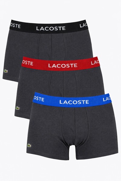 Lacoste Ανδρικό μποξεράκι Motion Microfiber 3 τεμαχίων με λογότυπο, ανθρακί