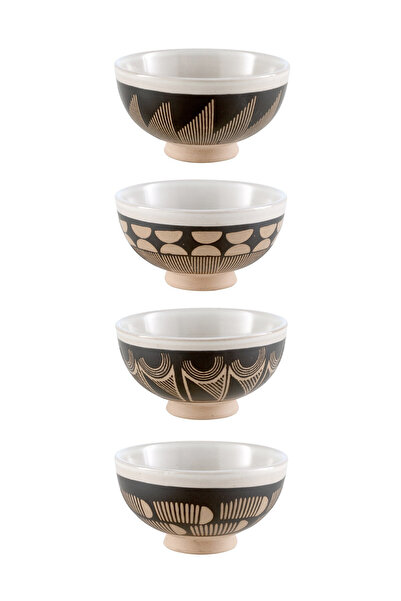 Paşabahçe Peru Ceramic Bowl Set 4 pcs Black