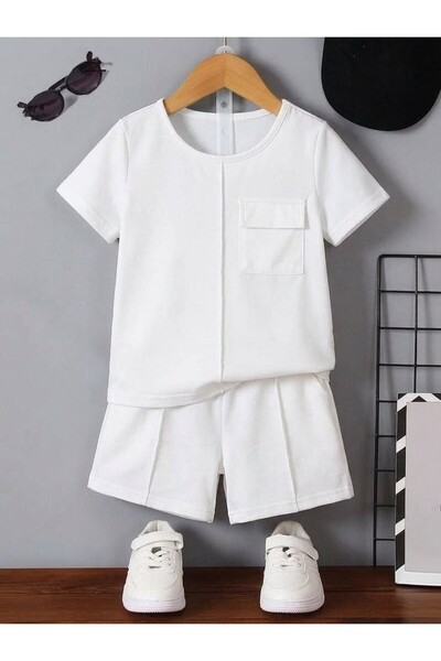 shop Boy's White Color Top and Bottom Set
