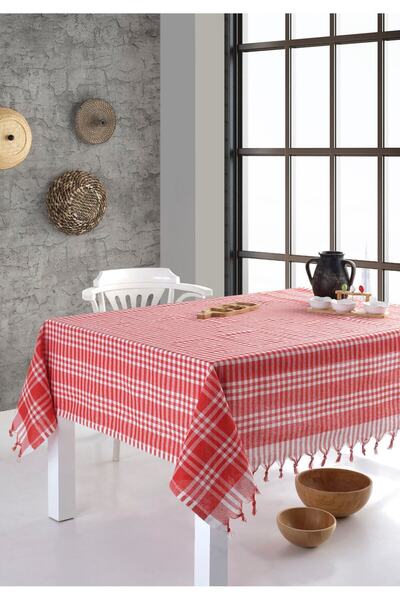 Pötikare Desen Sofra Örtüsü 170x170cm Kırmızı
