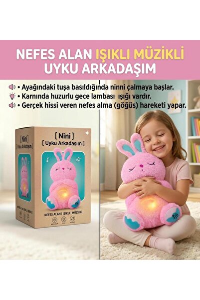 Tıfıl Toys Nefes Alan Işıklı Müzikli Uyku Arkadaşı Tavşan 30 cm Ninni Söyleye...