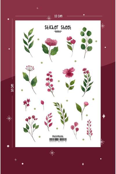 MuslimWalk Mimio – Pembe Çiçekli – Sticker Seti #169