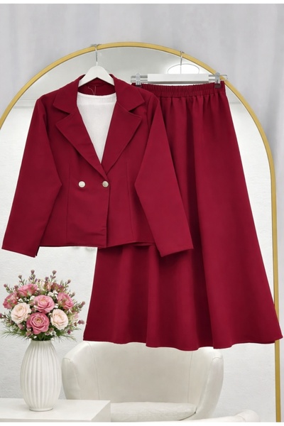 MODA VEDAT Γυναικείο Σετ Σακάκι με Λεπτομέρεια και Φούστα -0550
