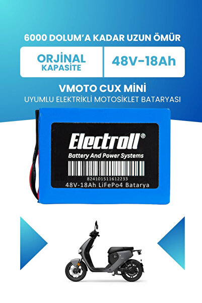 ELECTROLL VMoto CUX Mini Batarya (Standart Kapasite) LiFePO4 48V 18Ah Elektri...