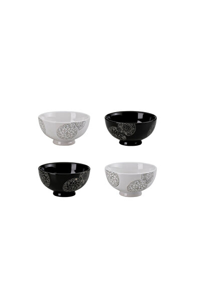 Paşabahçe Seal Ceramic 4-Piece Bowl Set Black White