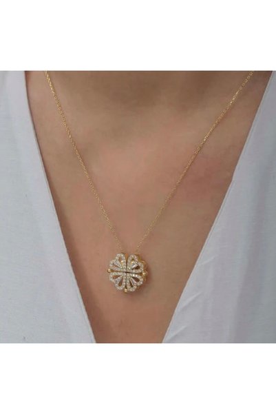 mibrillo Magnetic Collapsible Clover Heart Necklace