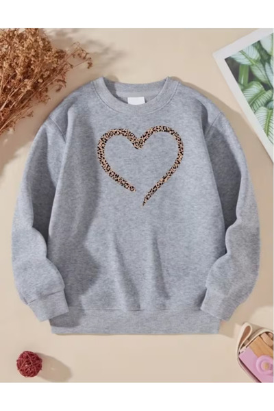 Oceanwear Heart Printed Crew Neck Women's Sweatshirt