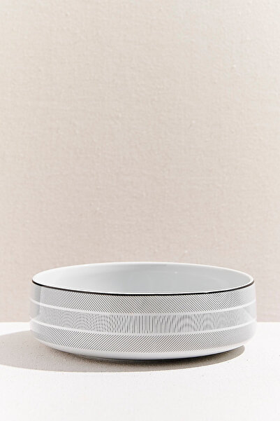 Paşabahçe Orquestra Porcelain Serving Bowl Small Cream Gray - 1 Piece