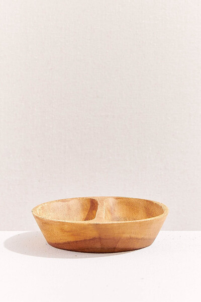 Paşabahçe Wooden Double Snack Bowl - 1 Piece
