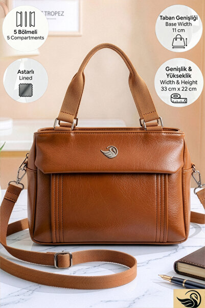 Lifonbag Γυναικεία τσάντα χειρός και ώμου με 5 θήκες, φερμουάρ και 2 λουράκια...