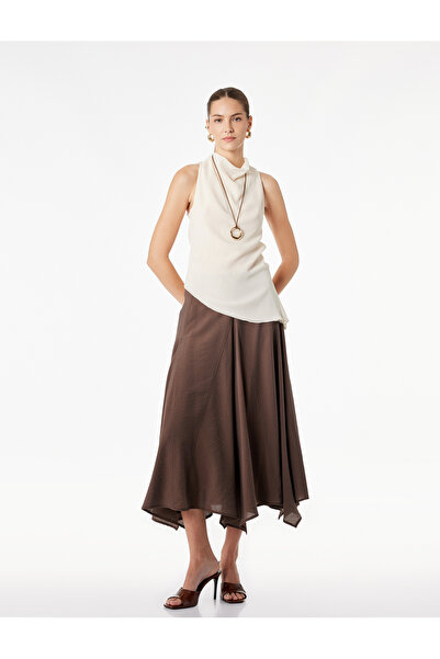 Koton Μίντι φούστα ασύμμετρης κοπής από ύφασμα βισκόζης