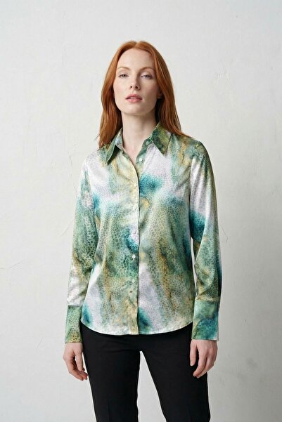 Hiccup MY FASHION Αφηρημένο εμπριμέ πουκάμισο με κουμπιά και μακριά μανίκια