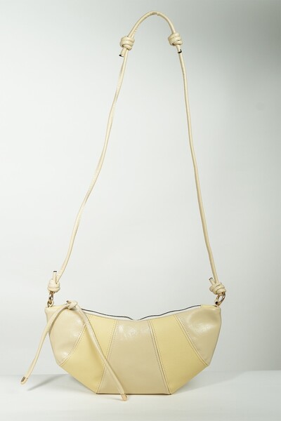 BAHELS Γυναικεία τσάντα ώμου από λουστρίνι σε κίτρινο χρώμα κρουασάν