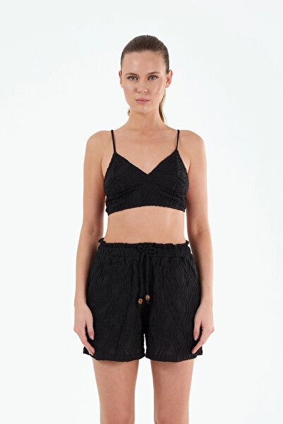Louren P25110 Lace-Up Back Blouse-Black