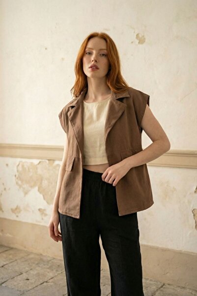 Hiccup MY FASHION Ceket Yaka ve Cep Detaylı Pamuk Yelek