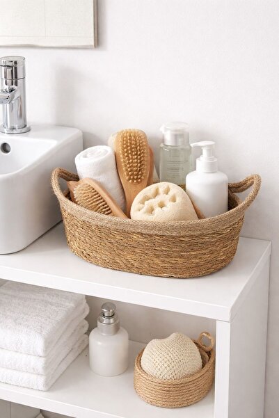 NEWNOW Καλάθι Οργάνωσης από Φυσική Ψάθα TerraWeave με Λαβές – Πολλαπλών Χρήσε...