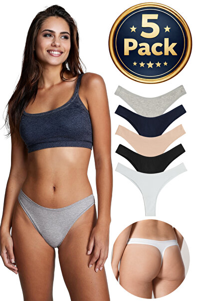 Yohannes Club Γυναικεία, βαμβακερά βασικά εσώρουχα στρινγκ, συσκευασία 5 τεμα...
