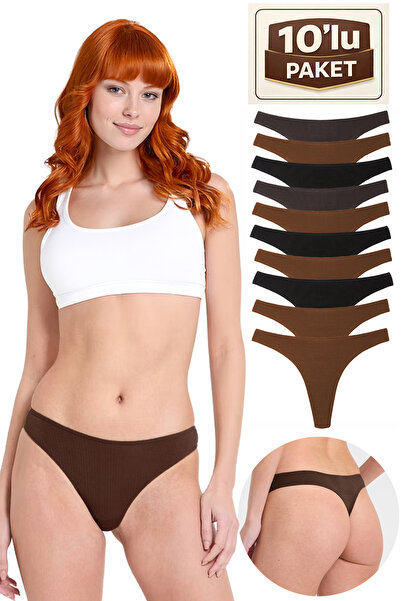 Yohannes Club Kadın, Pamuklu Basic Tanga Külot, 10'Lu Paket, Classic Colors