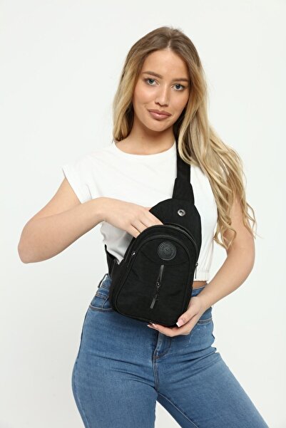 SA-EF Unisex Siyah Tek Omuz Çapraz Askılı Göğüs Çantası Body Bag
