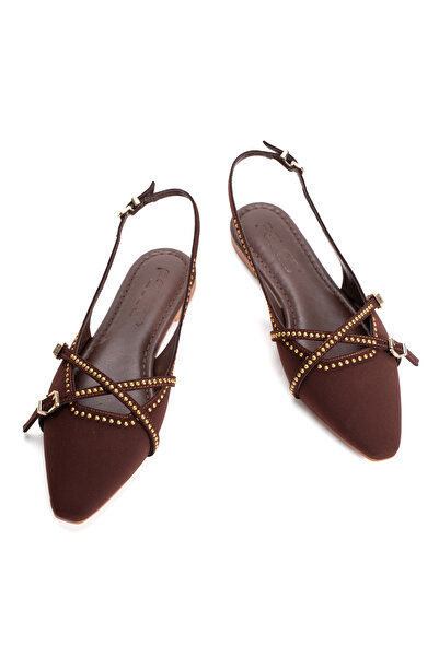 Melvoria Κομψά σανδάλια μπαλαρίνας με ανοιχτή πλάτη, μυτερή μύτη και λεπτομέρ...