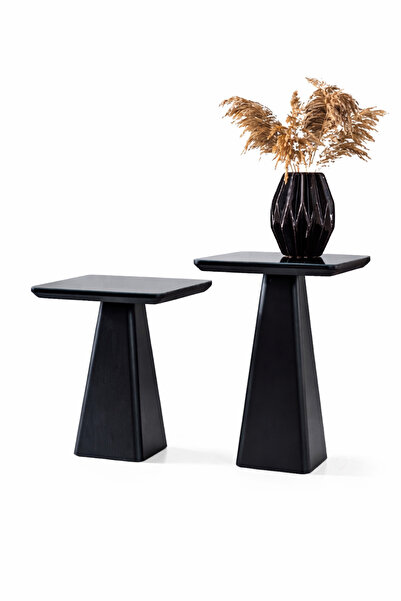 Handmade Modern Zigon Sehpa Seti 2’li – Siyah Ahşap Sehpa Seti – Salon & Otur...