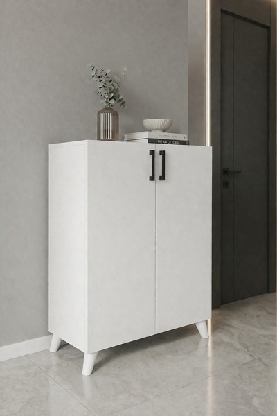 Bladimo Yaren 2 Kapaklı Ayakkabılık 4 Raflı Çok Amaçlı Dolap, Ayakkabı Dolabı