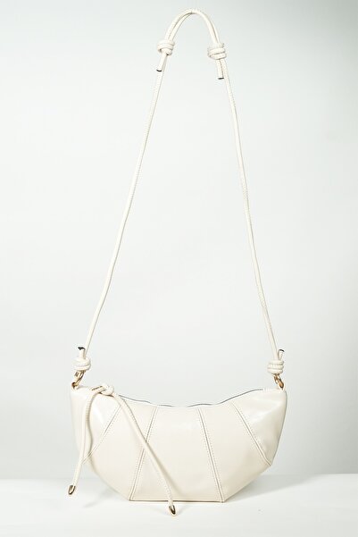 BAHELS Γυναικεία τσάντα ώμου από λουστρίνι σε κρεμ χρώμα κρουασάν