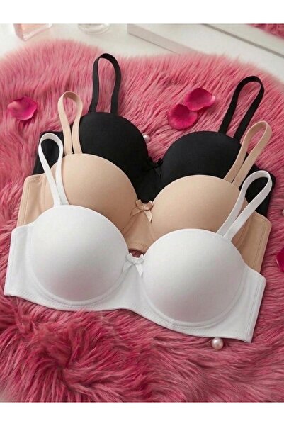 FeraShowroom حمالة صدر نسائية من Lotus Toparlayıcı بدون حشوة، 3 قطع، مريحة لل...