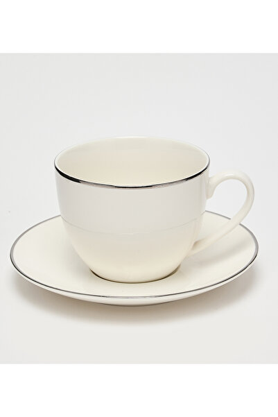 Sur La Table New Bone China 15x8cm White/Silver Cup&Saucer