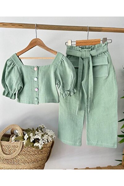 Butik KIZ ÇOCUK %100 PAMUKLU 2'Lİ ALT - ÜST TAKIM MÜSLİN KUMAŞ