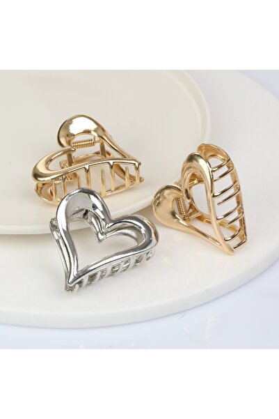 GÜNEBAKAN AKSESUAR Set of 3 (5.5 cm) Heart Metal Clasps