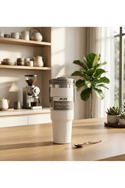 Mihristore Çelik Termos Taşıma Kulplu Paslanmaz Çelik Termos Mug 700 ML Vakum...