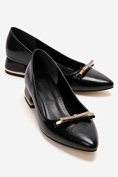 CCWAY AYAKKABI Γυναικεία παπούτσια με φιόγκο από πέτρα, γαλβανισμένα, με μυτε...