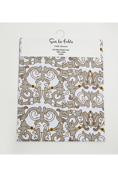 Sur La Table cotton 33x120cm White/Silver Table Runner