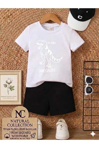 Nice Clothes تي شيرت صيفي للأطفال شورت للجنسين (طباعة ديناصور)