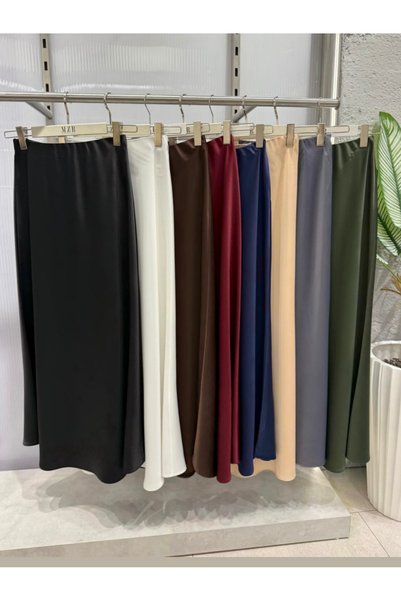 MODİVA MİX Satin Long Skirt High Waist Flowy Straight Cut Casual & Stylish
