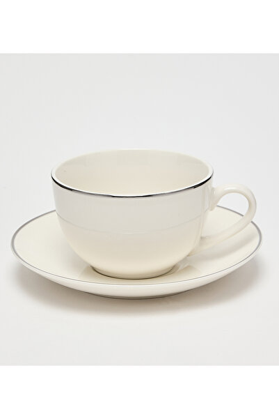 Sur La Table New Bone China 15x8cm White/Silver Cup&Saucer