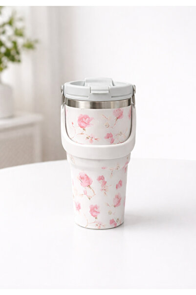 Mihristore Çelik Termos Taşıma Kulplu Paslanmaz Çelik Termos 900 ML Mug Vakum...