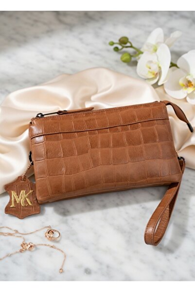 Mocikon Hakiki Deri El Yapımı Unisex Clutch Kartlık Bölmeli El Ve Omuz El Çan...