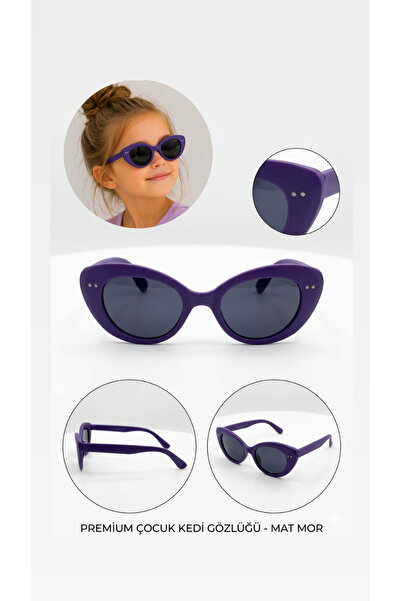 synshop Purple Girls' Sunglasses Uv400 Cat Eye Model Matte Stylish Lightweigh...